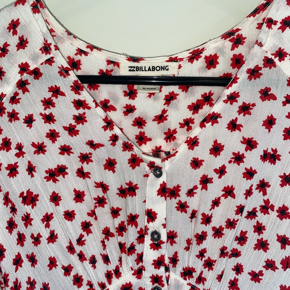 Billabong Red and White Flower Pattern Dress - Picture 3 of 3